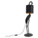 Vintage stojací lampa černá s látkovým odstínem černá - Crane bird