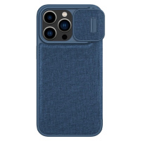 Nillkin Qin Cloth Pro Case pouzdro pro iPhone 14 Pro kryt fotoaparátu pouzdro flip cover modré