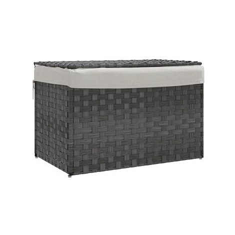 Shumee Koš na prádlo s víkem, 55,5 × 35 × 34 cm, polyratan, šedý