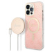 Guess 4G MagSafe kryt + Bezdrátová nabíječka pro iPhone 14 Pro Max růžová