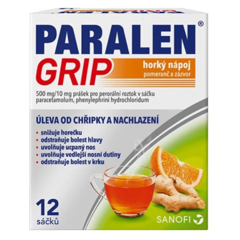 Paralen Grip Horký nápoj pomeranč a zázvor 12 sáčků