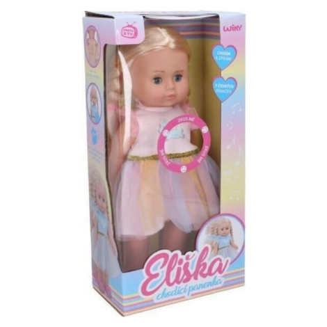 Eliška chodící panenka 41 cm, růžové šaty CZ Wiky