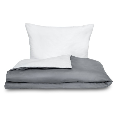 Kvalitex Francouzské saténové povlečení 1+2,240x200,70x90cm šedé / bílé