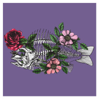 Ilustrace Symbolic illustration with blooming fish skeleton., olgamoopsi, 40 × 40 cm