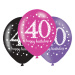 Balónky latexové Sparkling Happy Birthday růžové "40" 27,5 cm 6 ks