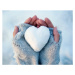 Fotografie Woman holding heart-shaped snowball, close-up of, Kathrin Ziegler, 40 × 30 cm