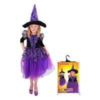 Karnevalový kostým čarodějnice/halloween fialová s rukávy