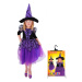 Karnevalový kostým čarodějnice/halloween fialová s rukávy