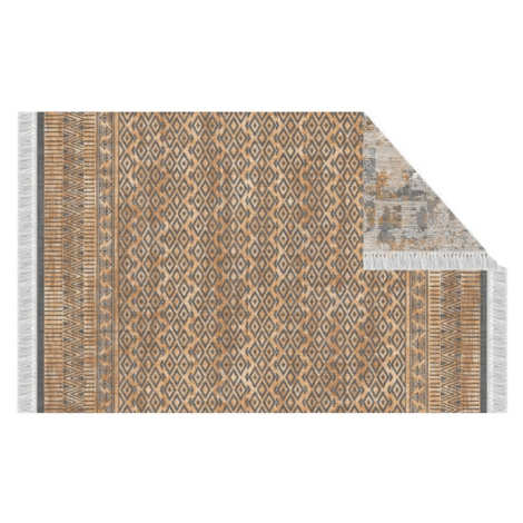 Oboustranný koberec, vzor / hnědá, 160x230, MADALA Tempo Kondela