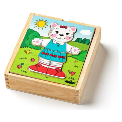 Woody Puzzle šatní skříň Kočička, 18 dílů
