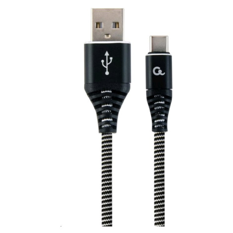 Kabel CABLEXPERT CC-USB2B-AMCM-2M-BW USB 2.0 AM na Type-C kabel (AM/CM), 2m, opletený, černo-bíl GEMBIRD