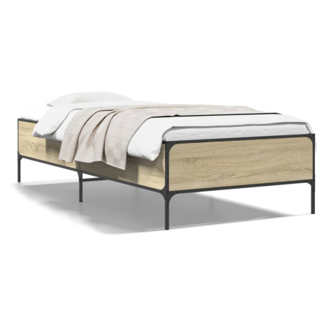 vidaXL Rám postele dub sonoma 90 x 200 cm kompozitní dřevo a kov