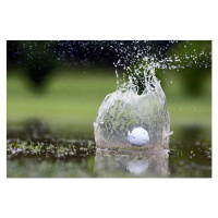 Fotografie Golf ball landing in pond, close-up, Photo and Co, (40 x 26.7 cm)