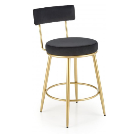 Barová židle LUCIAN — kov, látka, zlatá / černá