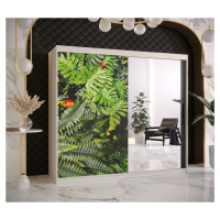 Šatní skříň Abi Paproc 2 Barva korpusu: Bílá, Rozměry: 200 cm, Dveře: Paproc - kapradina + zrcad