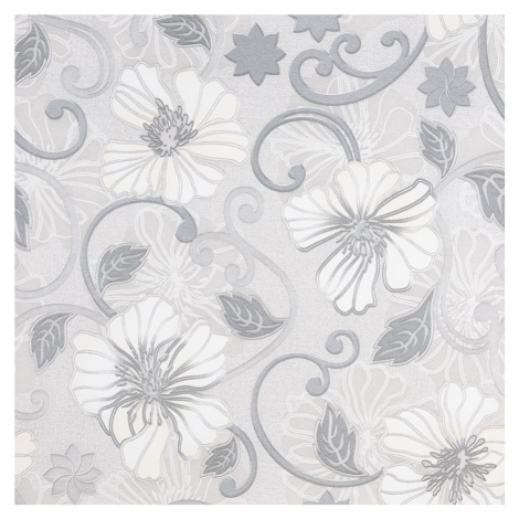 vidaXL Tapeta 3D vzor květin šedá 10 x 0,53 m vliesová
