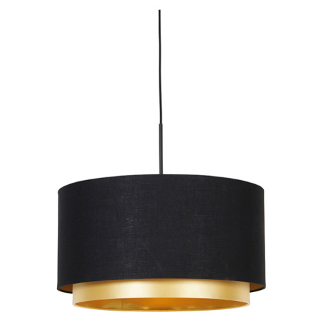 Moderní závěsná lampa černá se zlatým duo stínem 47 cm - Combi QAZQA