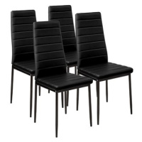 4× Jídelní židle, syntetická kůže, černá