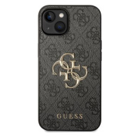 Guess PU 4G Metal Logo Zadní Kryt pro iPhone 15 Plus Grey