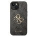 Guess PU 4G Metal Logo Zadní Kryt pro iPhone 15 Plus Grey