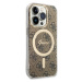 Kompatibilní zadní kryt Guess 4G MagSafe + bezdrátová nabíječka pro Apple iPhone 14 Pro, hnědá