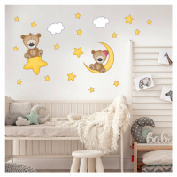 Dětské samolepky na zeď - Plyšoví medvídci s hvězdami a měsícem