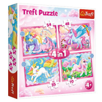 Trefl Puzzle 4v1 - Jednorožci a kouzla