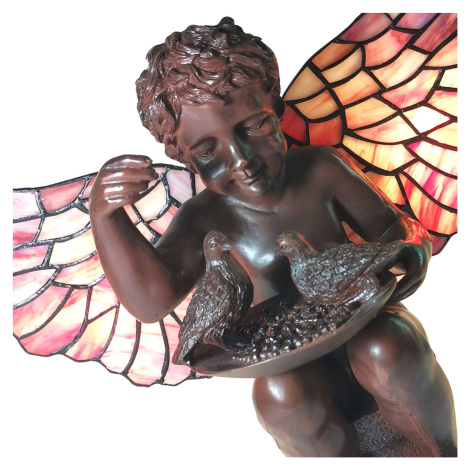 Clayre&Eef Stolní lampa 5LL-6049 anděl ve stylu Tiffany Clayre & Eef