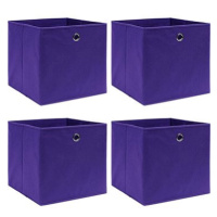 Úložné boxy 4 ks fialové 32 x 32 x 32 cm textil