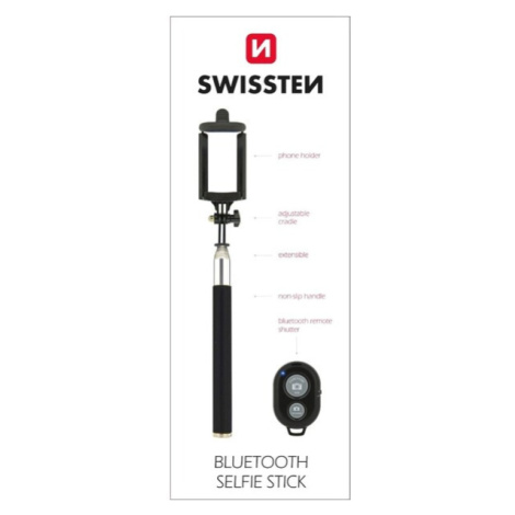 Swissten 32000300 Selfie tyč s bluetooth tlačítkem 97cm Černá