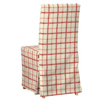 Dekoria Potah na židli IKEA  Henriksdal, dlouhý, režný podklad,červená mřížka, židle Henriksdal,