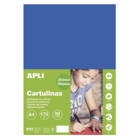 Barevný papír A4 170 g - středně modrý 50 ks APLI