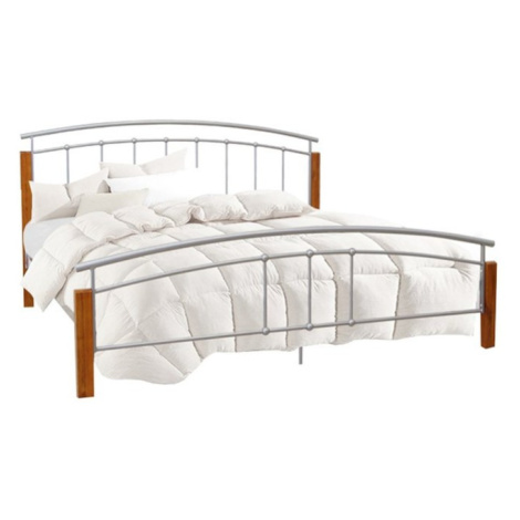 Tempo Kondela Manželská postel MIRELA MIRELA: Manželská posteľ / strieborný kov / prírodné drevo