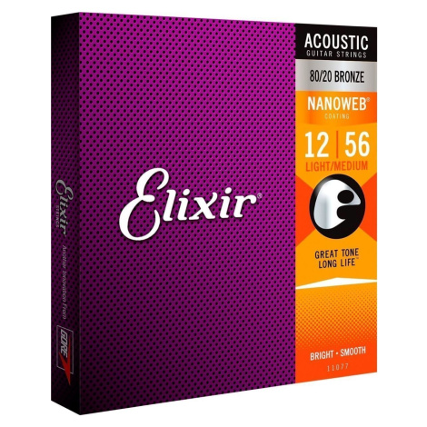 Elixir 11077 Nanoweb 12-56 Struny pro akustickou kytaru