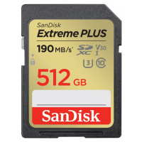 SanDisk SDXC karta 512GB Extreme PLUS (R 190 MB/s W130 MB/s Class 10, UHS-I U3 V30)