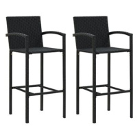 Barové stoličky 2 ks černé polyratan, 313452