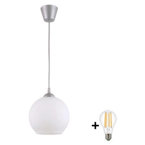 Brilagi - LED Lustr na lanku RETRO GLASS 1xE27/60W/230V pr. 15 cm stříbrná/bílá NSTK7432+TK8612A