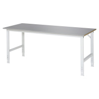 RAU Pracovní stůl, výškově přestavitelný, 760 - 1080 mm, deska z ušlechtilé oceli, š x h 2000 x 