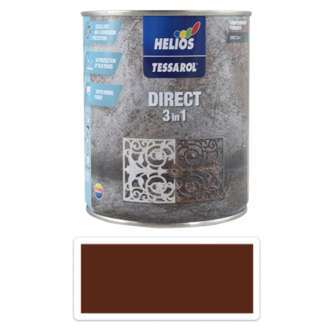 TESSAROL Direct 3in1 - antikorozní barva na kov 0.75 l Středně hnědá RAL 8011 HELIOS PREISSER