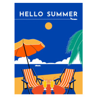 Ilustrace Hello Summer travel poster. Sunny day,, Rinat Khairitdinov, 30 × 40 cm