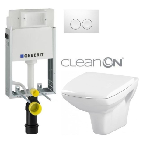 GEBERIT KOMBIFIXBasic vč. bílého tlačítka DELTA 21 + WC CERSANIT CLEANON CARINA + SEDÁTKO 110.10