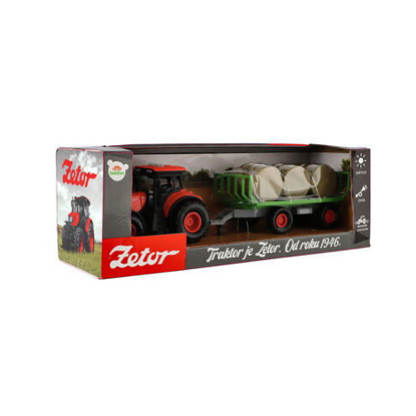 Traktor Zetor s vlekem a balíky plast 36cm Teddies