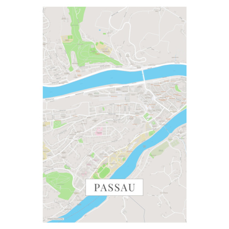 Mapa Passau color, POSTERS, 26.7x40 cm