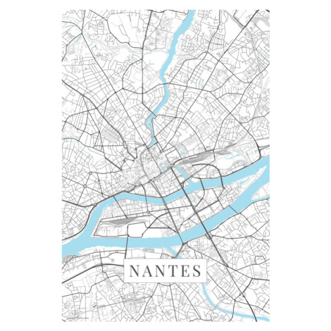 Mapa Nantes white, POSTERS, 26.7x40 cm