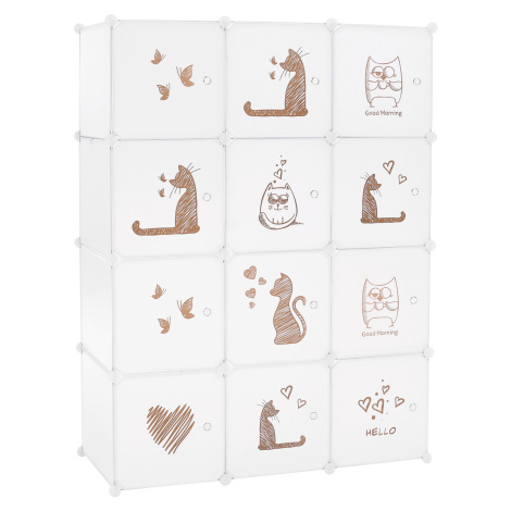 Dětská modulární skříň, bílá / hnědý dětský vzor, Kitaro Tempo Kondela