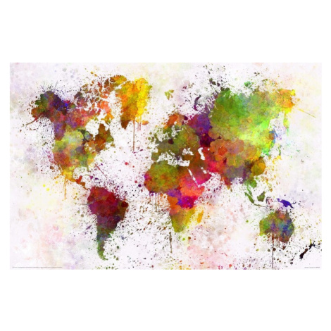 Plakát, Obraz - World Map - Watercolour, 120x80 cm