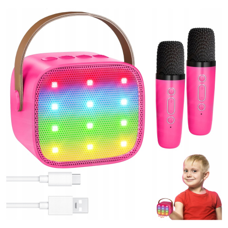 Bezdrátová Přenosná Sada Karaoke Led Bluetooth Hlas 2x Mikrofon