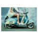 Fotografie Couple riding vintage scooter, Colin Anderson Productions pty ltd, 40x26.7 cm
