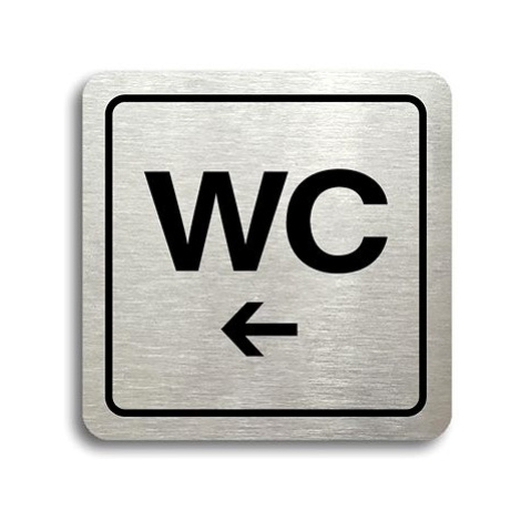 Accept Piktogram "WC vlevo" (80 × 80 mm) (stříbrná tabulka - černý tisk)