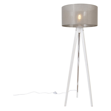 Moderní stojací lampa stativ bílá s odstínem taupe 50 cm - Tripod Classic QAZQA